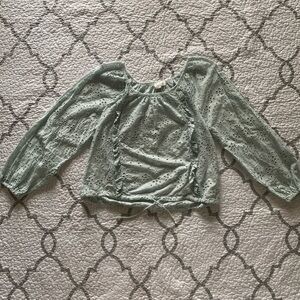Joie Mint Green Eyelet Ruffle Blouse Women’s Size Medium